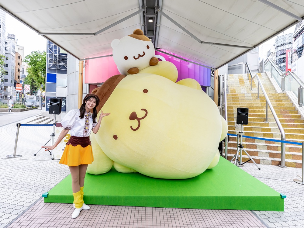 渋谷3カ所にポムポムプリンの立体オブジェが出現！！ポムポムプリンがおしゃべりしたり、いっしょに写真が撮れちゃう☆4月21日までの限定なので渋谷にいそげ～！！