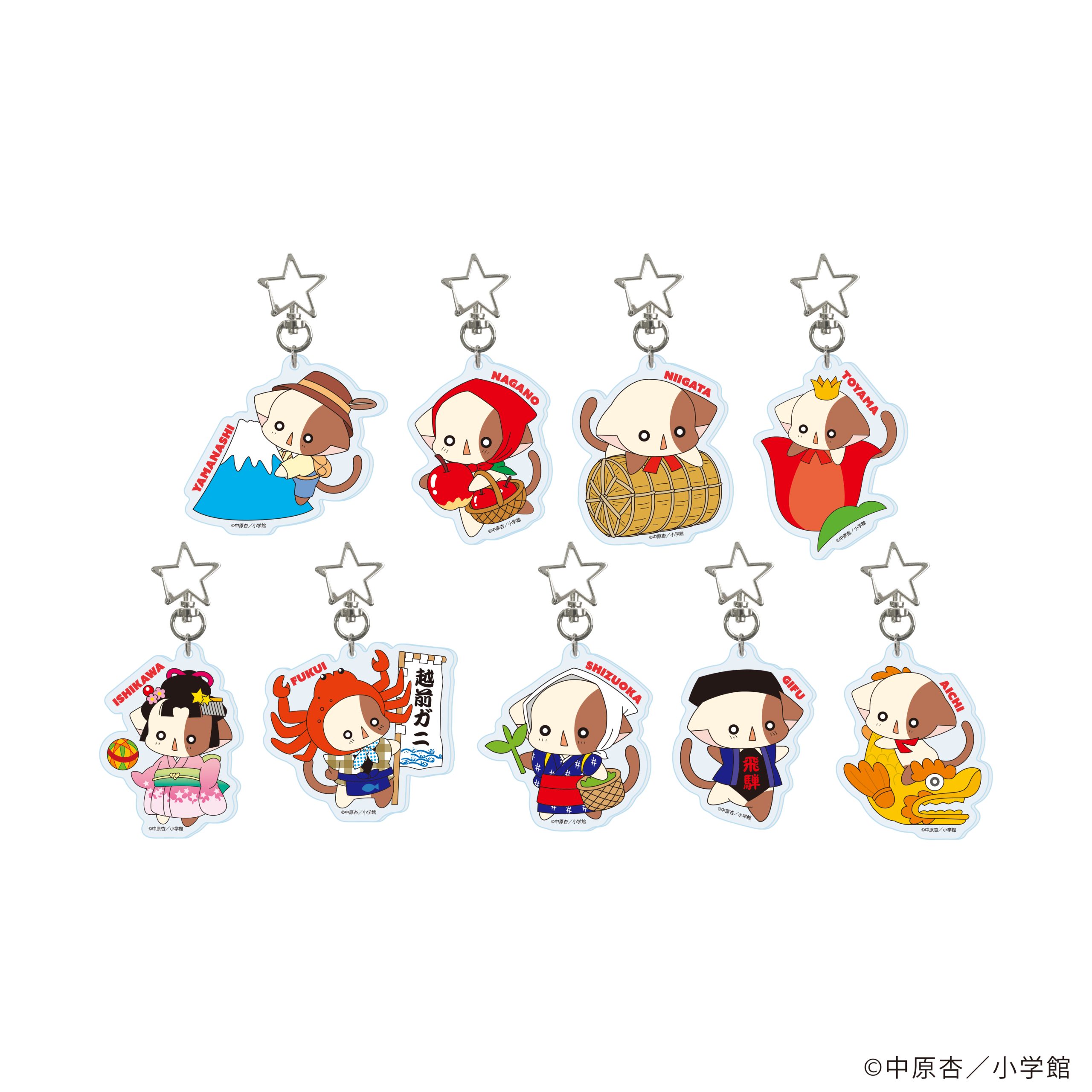 中原杏先生『きらりん☆レボリューション』 ご当地なーさんアクリルキーホルダー（中部地方セット）